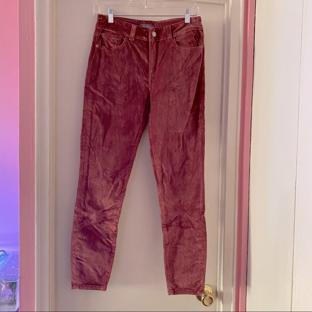DL1961 Blush/Red Velvet High Waist Skinny Jeans